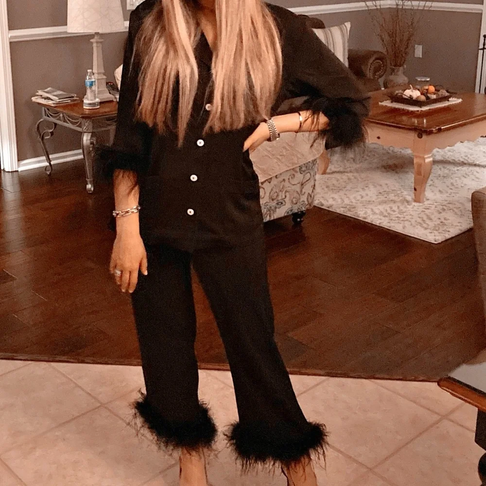 Black Pajamas with feathers - Picture 1 of 1